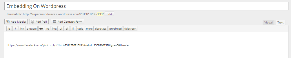 This what your link will look like once it has been pasted into the text editor of the WordPress page editor.