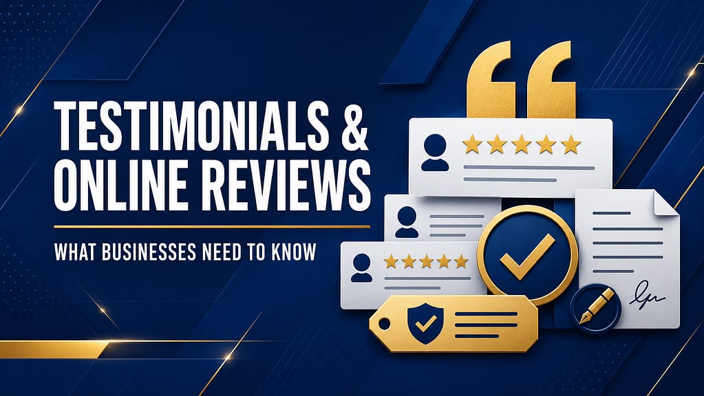 Online review cards with five-star ratings, a verification checkmark and a signed approval document.
