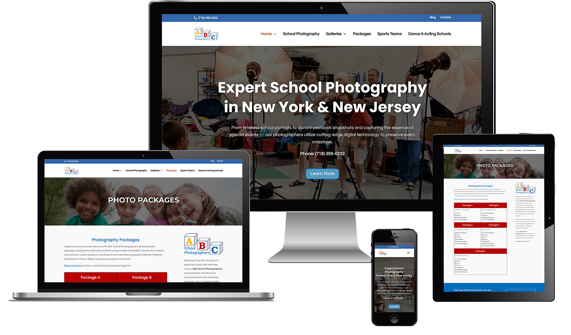 ABC School Photographers website design by NB Technologies