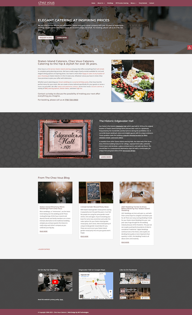 Chez Vous Caterers Website Redesign by NB Technologies Chez Vous Caterers Website Redesign by NB Technologies