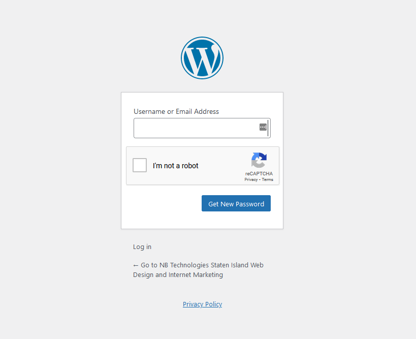 Password Reset Screen WordPress