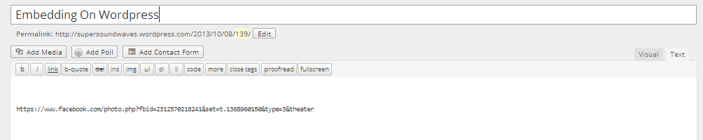 This what your link will look like once it has been pasted into the text editor of the WordPress page editor.