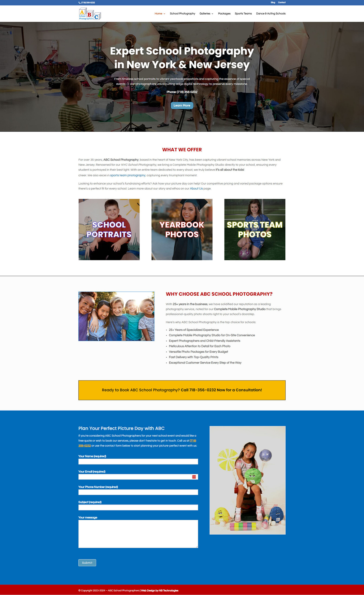 ABC School Photography Homepage Design by NB Technologies
